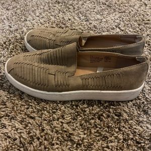 Tan slip on sneakers